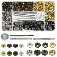 120 Sets 12.5mm Metal Leather Snap Fastener Button Kit with 4 Setter Tools fo...