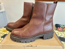 Women’s Fat Face Brown Leather Chunky Chelsea Boots, Size 6.5/40. Brand New