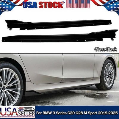 2* FOR BME 3-SERIES G20 320I 330I M340I 2019-25 M SPORT GLOSS BLACK SIDE SKIRTS
