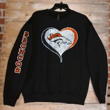 Broncos rhinestone bling sweatshirt or hoodie S M L XL 2X 3X 4X 5X