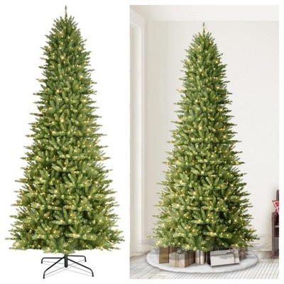 Puleo 9 Ft Pre-lit Artificial Christmas Tree Slim Fraser Fir 800 Clear Lights