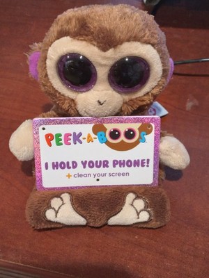 Ty Peek-A-Boo Phone Holder with Screen Cleaner Bottom Chimps the monkey 5'' 13cm