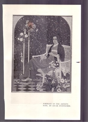 print 1906 Oskar Zwintscher Portrait seiner Frau Julius Diez Hans Olde Feddersen