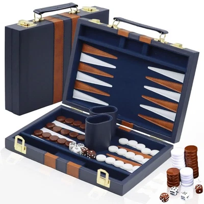 Backgammon Set Koffer für 2 Spieler Klassisches 11 Zoll Brettspiel mit Hochwe... - Bild 1 von 4