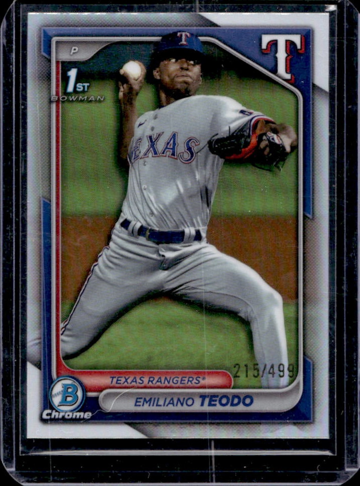 2024 Bowman Chrome Emiliano Teodo Refractor 1st #215/499 Rangers