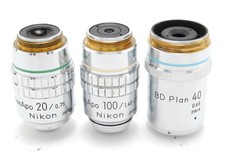 [AS-IS] Nikon plan Apo 20 0.75 160/0.17 + Apo 100 1.40 oil 160/0.17 + BD 40 0.65