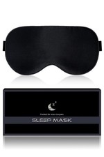 Silk Sleep Mask, Blackout Eye Mask, Adjustable, Breathable Mulberry Silk, Black