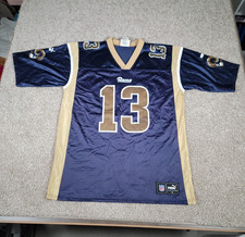 Vintage NFL Puma St. Louis Rams Kurt Warner #13 Football Jersey Large Mens Blue