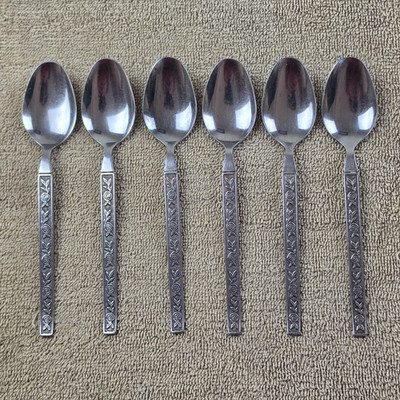 Vtg Interpur Mexicali Rose 6-Teaspoons Silverware Flatware Stainless JAPAN