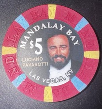 1999 Mandalay Bay Casino Las Vegas $5 Luciano Pavarotti Gaming Chip