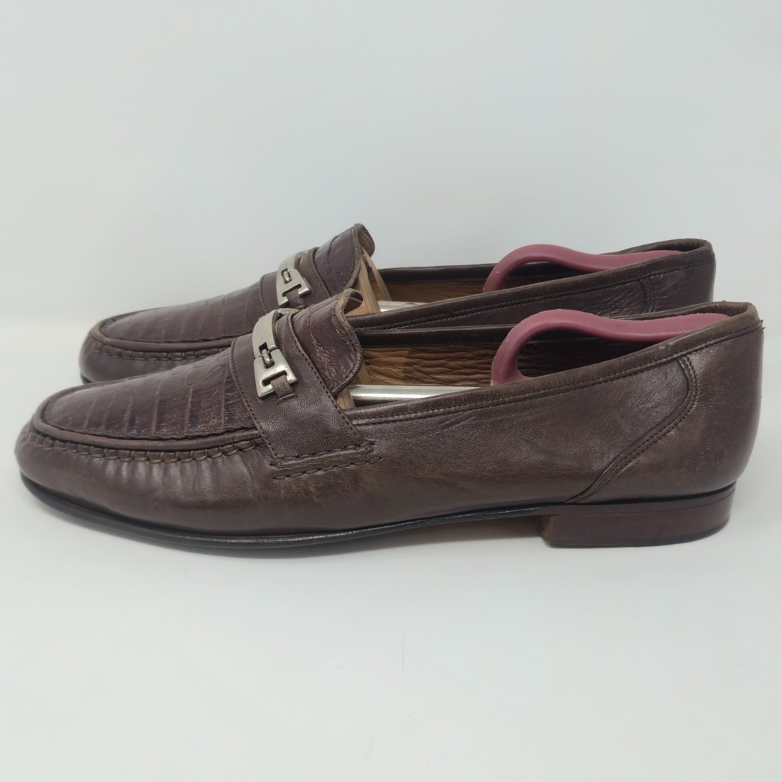 Bruno Magli Men's 11.5M Brown Genuine Alligator Bit Loafers Made in Italy image 8