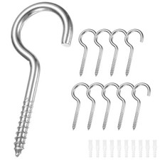 10-Pack Hooks Screw, M5 2.56" Stainless Steel Bolts with Plastic Anchors