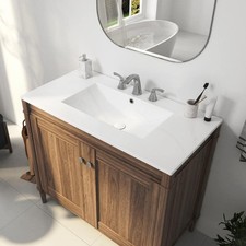 Eridanus Tucson 36"x18" Vitreous China Vanity Top White Single Sink 3-Hole 8"