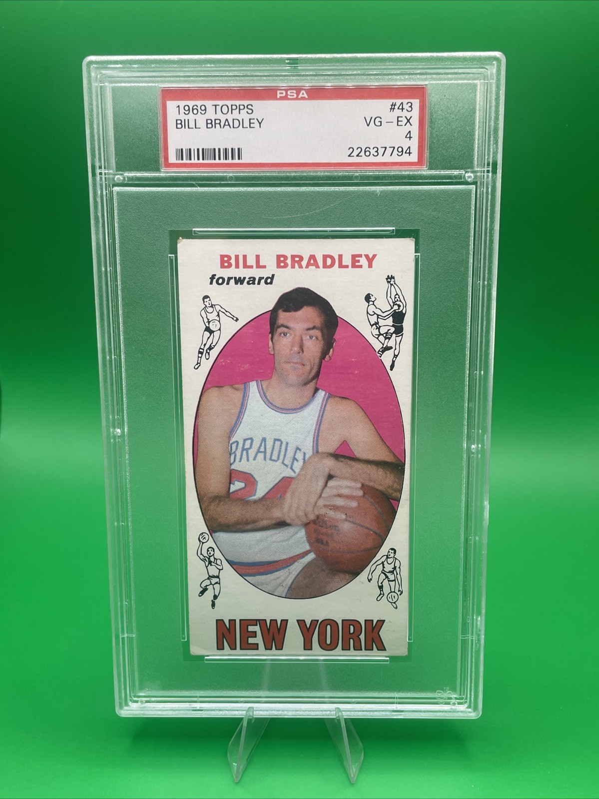 1969 TOPPS BASKETBALL #43 BILL BRADLEY, PSA 4 VG-EX (NY KNICKS) ROOKIE CARD, HOF