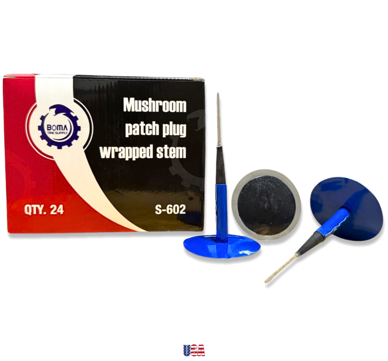 Plug Patch Combination S-602 45mm x 6mm Mushroom Tire Repair Plug Patch Combo – 24-Pack ...
