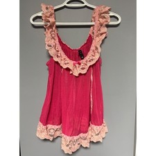 Victoria's Secret Pink Lace Ruffle Babydoll Slip Dress Medium Coquette Y2K Style