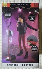FAO Schwartz Stage Stars Karaoke Mic & Stand. Speaker. Led Lights Audio Input 