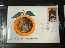 1969 99 Coin Company First Day First Issue O.C. Cert Bicentennial Medal & Stamp