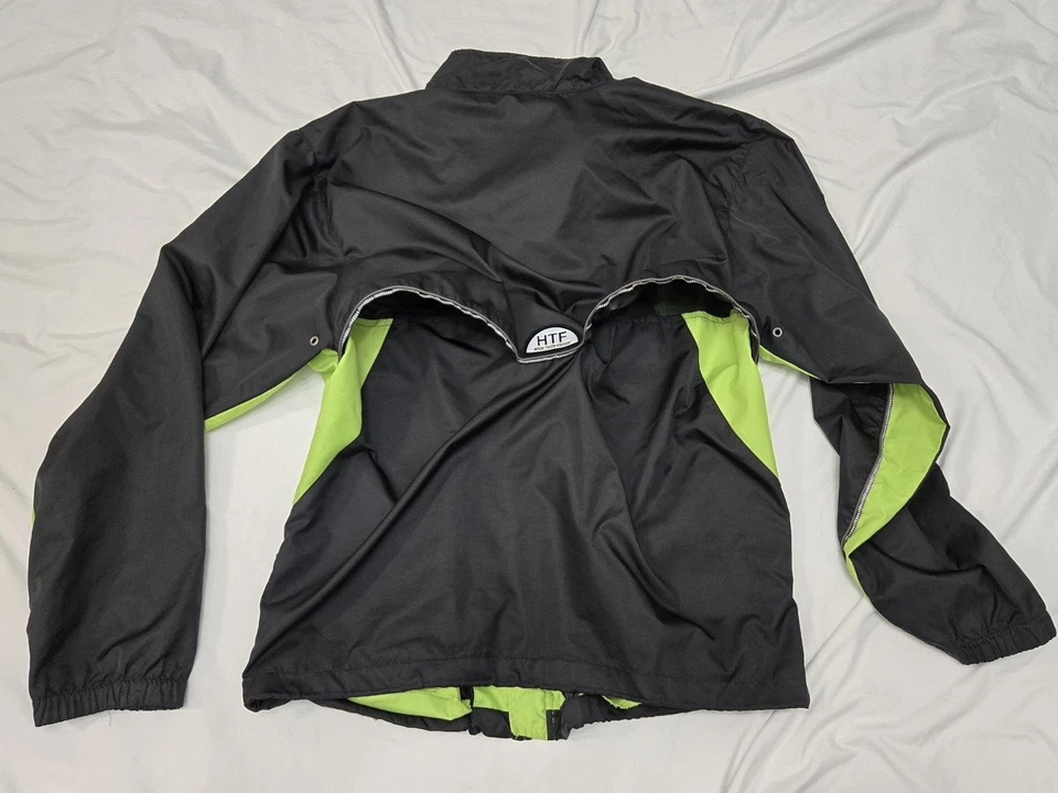 Jaqueta corta-vento vintage masculina ASICS HTF Performance preta verde tamanho médio - Imagem 4 de 4