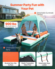 10x6FT Inflatable Floating Dock Platform w/ Ladder Non-Slip Water Mat