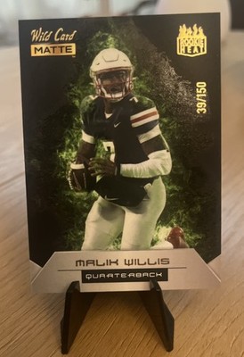 2022 Wild Card MATTE - Rookie Heat Malik Willis #RH-21 Black-Green Flames /150