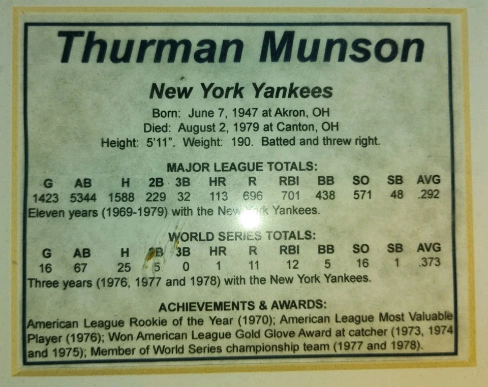 Yankee's 1976 MVP Thurman Munson  - Image 4 of 4