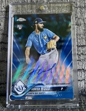 2018 Topps Chrome Baseball Hunter Wood Auto Blue /150 #RA-HW Tampa Bay Rays