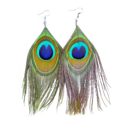 Native Feather Dangle Earrings for Women Long Peacock Feather Earrings for Wo...