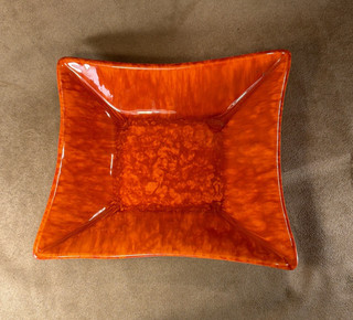 MCM Vint Freeman McFarlin California Art Pottery Originals Mottled Orange Tray