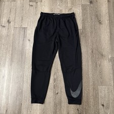 Nike Sweatpants Mens Medium Dri Fit Tapered Joggers Swoosh Black Pockets