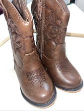 Cat Jack Girls Toddler Size 5 Brown Faux Leather Boots Side Zip Brand New