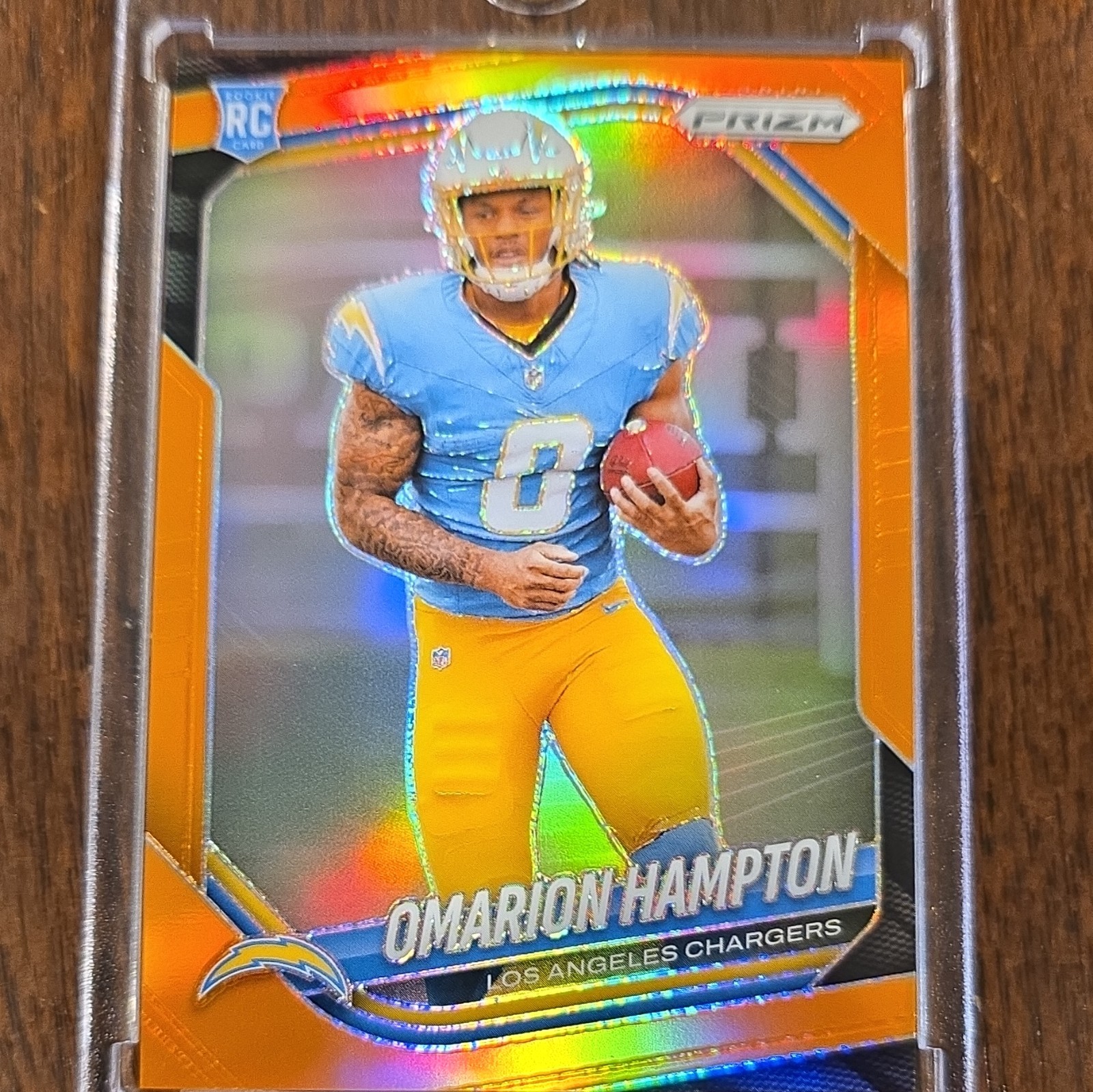 Omarion Hampton 2025 Panini Prizm Rookie Orange Prizm #355/249 Chargers NFL