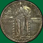 1928-D Standing Liberty Quarter Almost Uncirculated AU Coin, Cleaning #40281