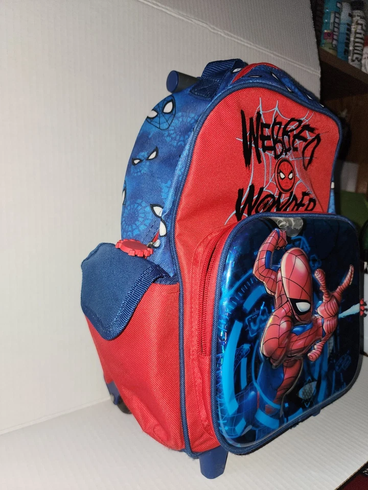 Spiderman Boys Kids Trolley Bag Rolling Suitcase Luggage Backpack Gifts - Image 2 of 4