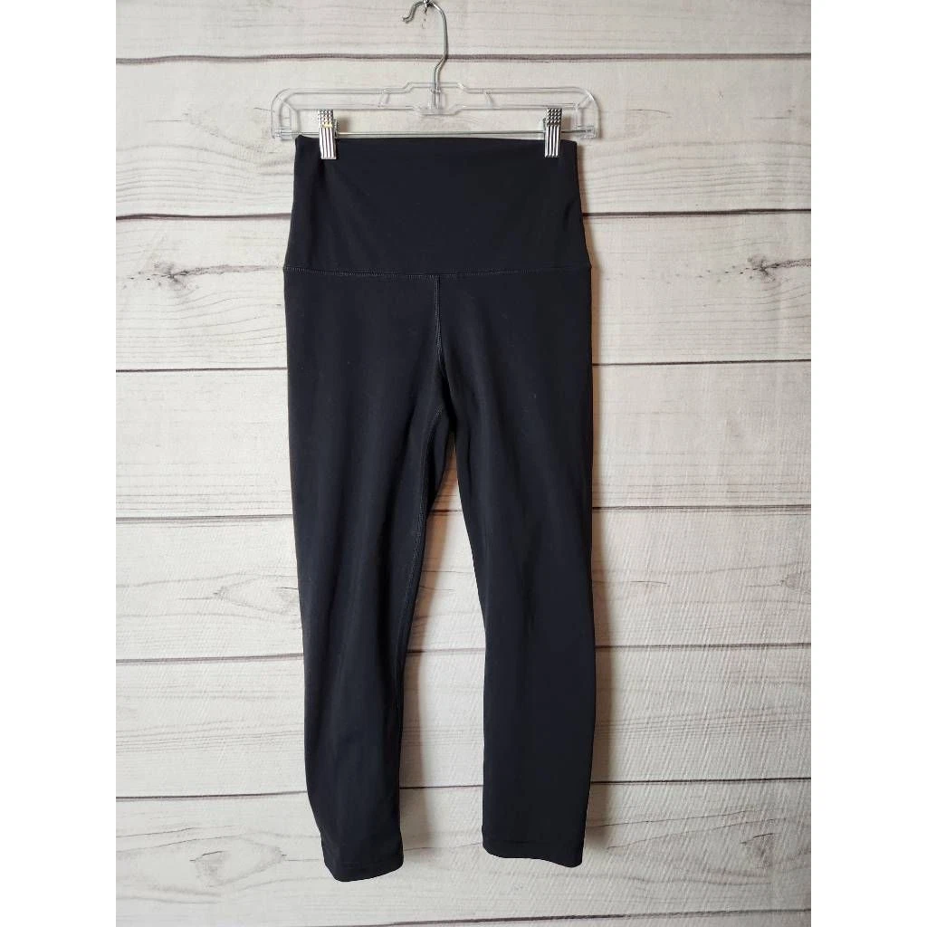 yogalicious capri solid high rise wide waistband cropped leggings