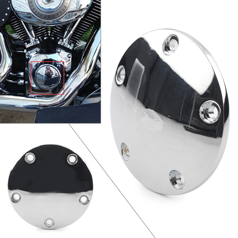 Cubierta cromada de puntos de distribución abovedados 99-17 Softail Dyna Touring doble cámara doble para Harley Foto 2 de 4
