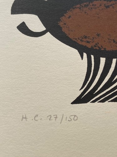 RIE MUNOZ CRESTED AUKLET original signed print ALASKA INUIT ARTWORK - Picture 2 of 4