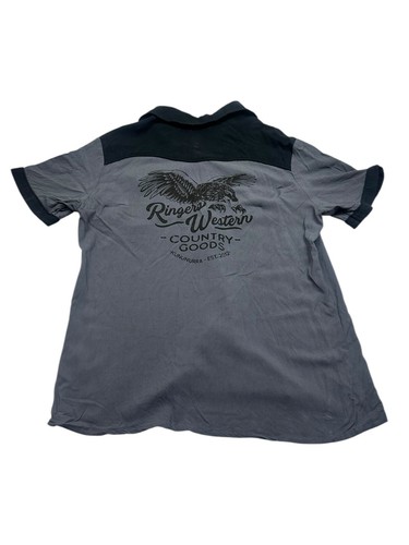Ringers Western Mens XLarge Short Sleeve Button Up Shirt Grey Collared Casual - Picture 2 of 6