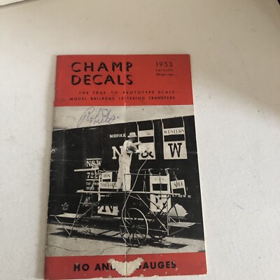 VINTAGE 1953 CHAMP DECALS MODELLEISENBAHN SCHRIFTZUG TRANSFER KATALOG