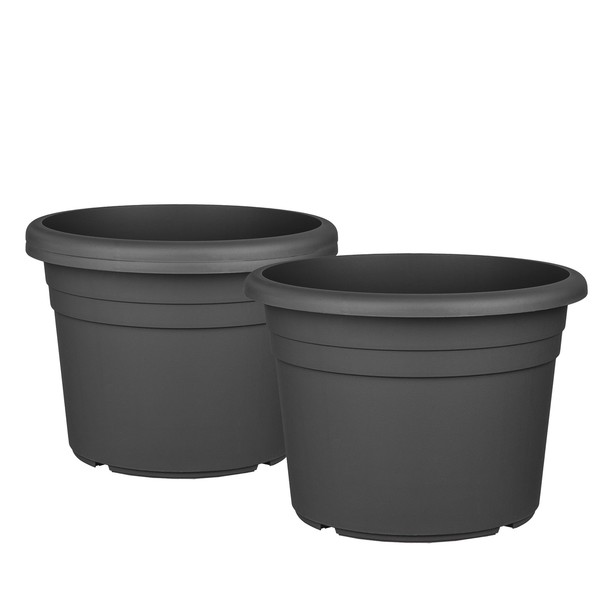 3X Blumentopf PflanzküBel Pflanztopf 35Cm Rund Kunststoff ÜBer TöPfe Anthrazit-image