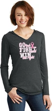 Ladies Breast Cancer T-shirt Go Fight Win Tri Blend Hoodie