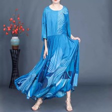 Irregular Dress Printed Long Womens Kaftan Loose Fit Long Maxi Dress Gown Robe