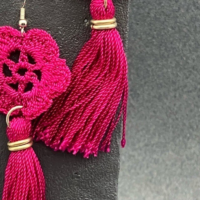 Statement Dangle Pierced Earrings Hot Barbie Pink… - image 5