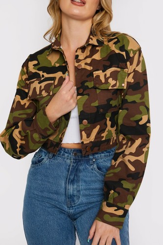 New Denim Jacket Womens Camo Jean 