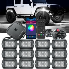 12 Pods RGBW LED Rock Lights Kit Car Underbody Multicolor Offroad Neon Glow Lamp