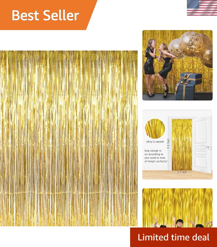 3.2x9.8ft Metallic Tinsel Fringe Curtain Photo Booth Backdrop Party Decor  