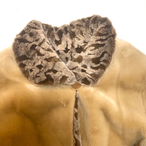 Coldwater Creek Faux Fur Jacket Coat Size L Brown w Animal Print Fur - Picture 5 of 8