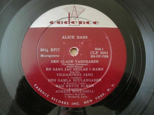 ALICE BABS VINYL LP 1957 CANDENCE RECORDS MONO DEN GLADE VANDRAREN, COCOLINO EX - Picture 3 of 4