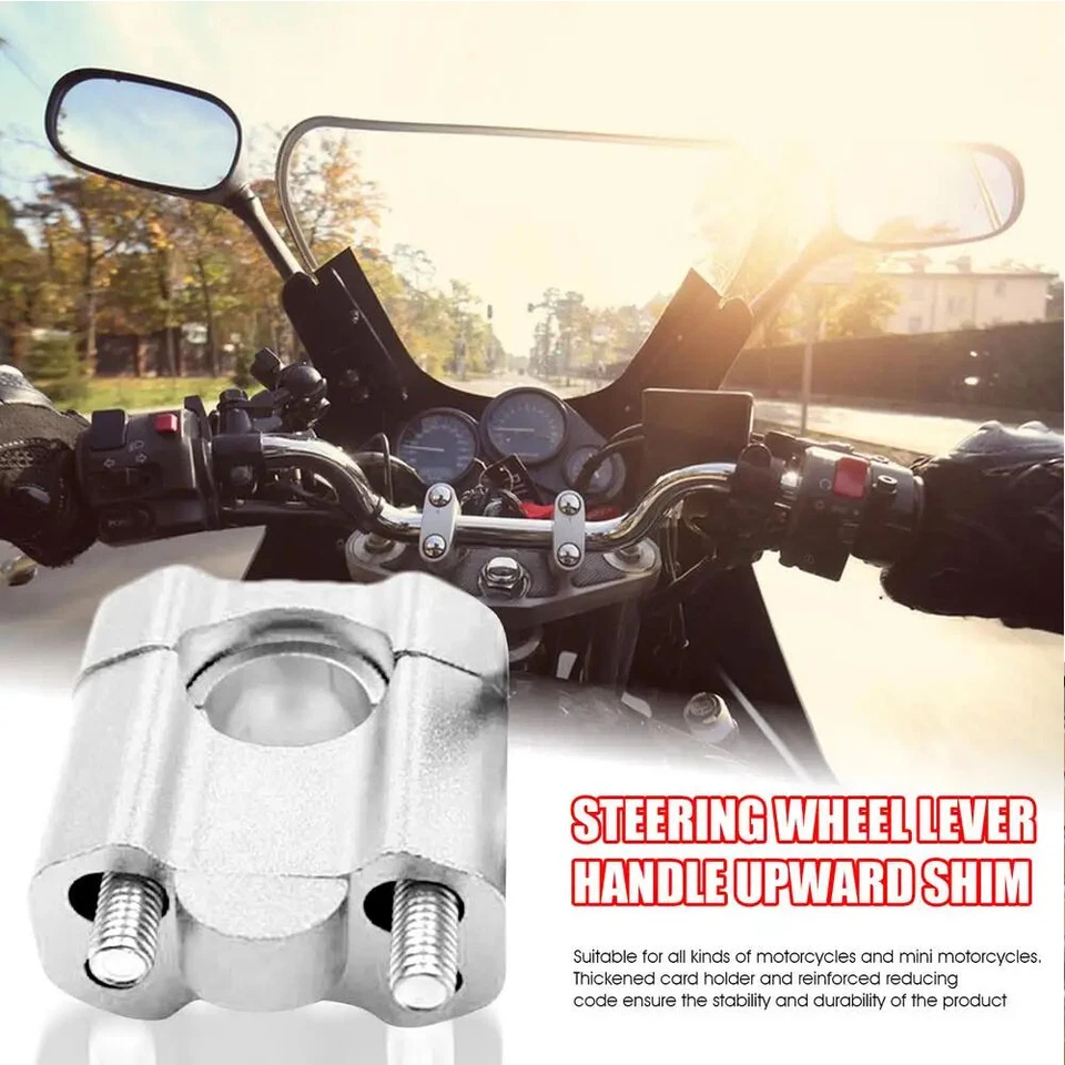 Adaptador de braçadeira de montagem risers barra guidão liga de alumínio CNC prata 7/8" 22 28mm - Imagem 3 de 4