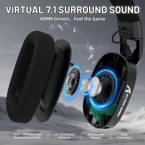 ATTACK SHARK L90 Ultraleichtes kabelloses Gaming-Headset, BT, 2.4G,kabelgebunden - Bild 4 von 13